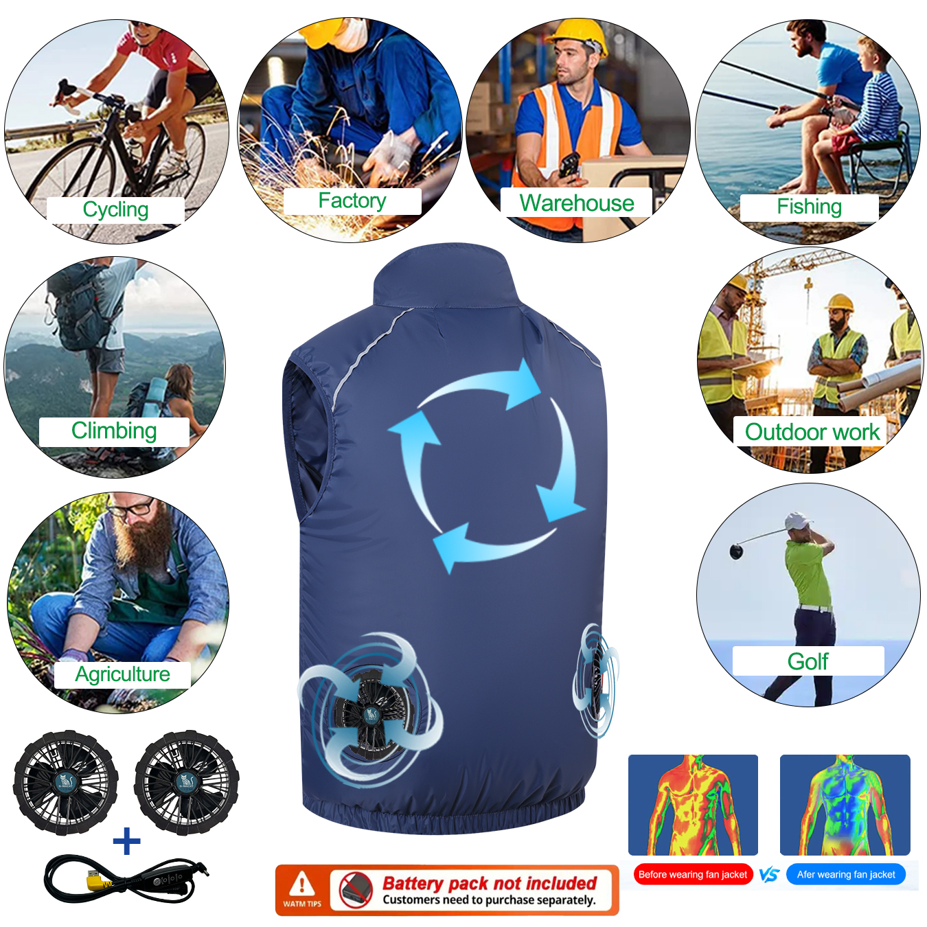 USB Cooling Fan VestG-MACHT Su - Outdoor Power Not Working review and price