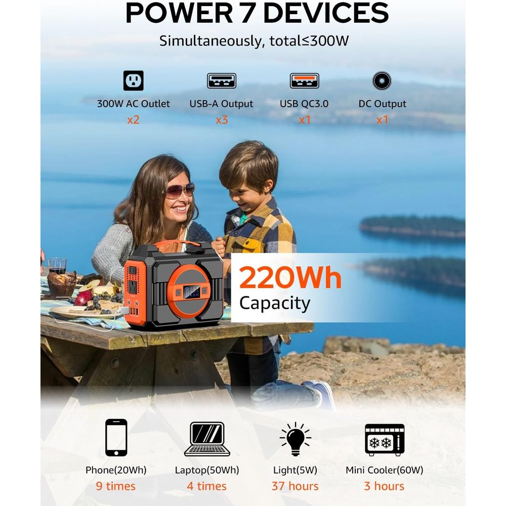 300W Portable Solar Generator  - Outdoor Usb Power Outlet review and price
